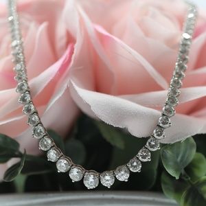 18k White Gold Plated Riviera Necklace